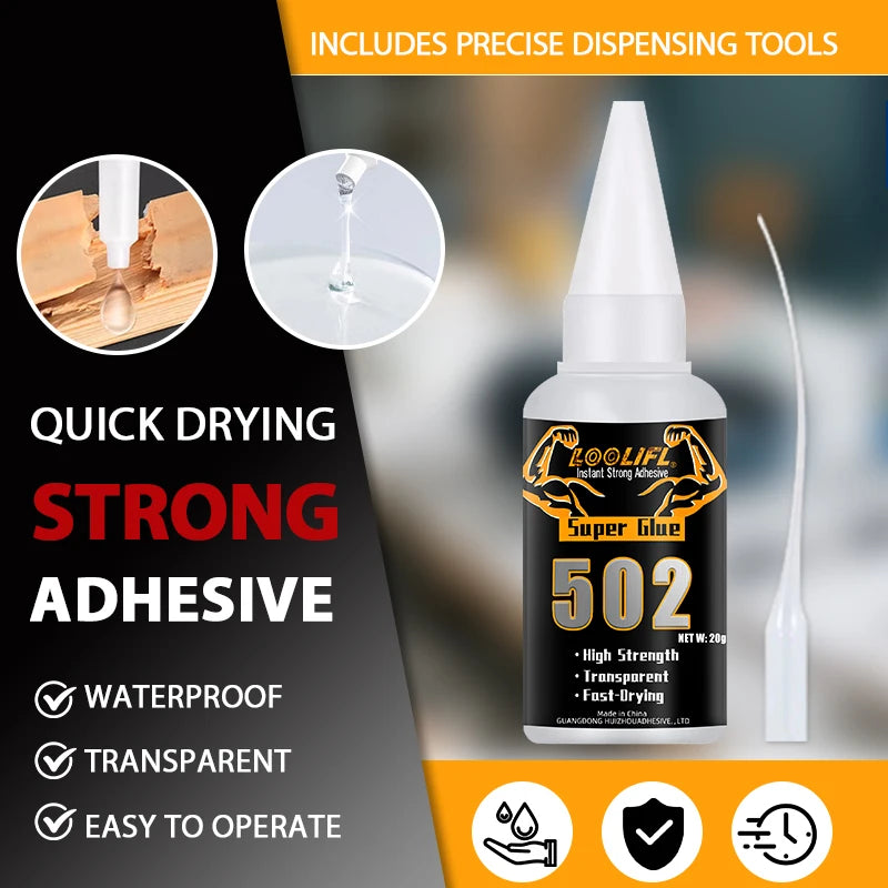 Cola Instantânea 502 Super Glue 20g – Fixação Forte e Secagem Rápida