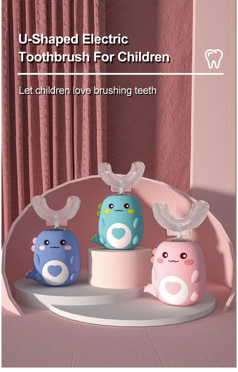 Escova de Dentes Elétrica Infantil em Formato U – Mais Diversão para a Hora da Escovação