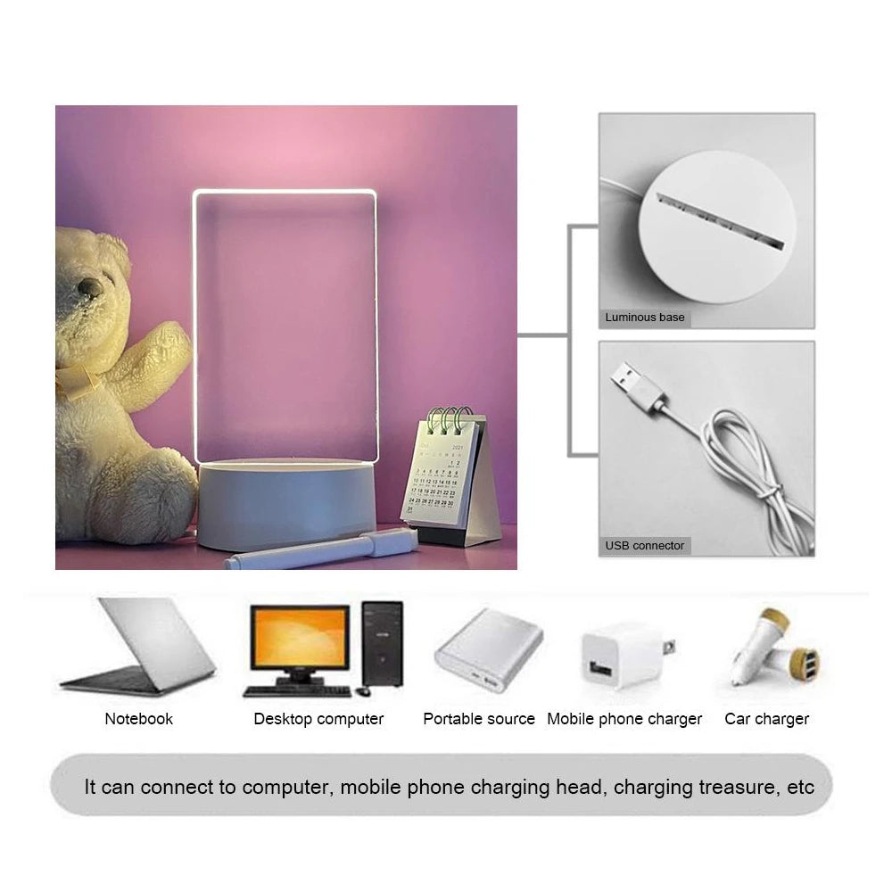Luminária LED com Quadro de Mensagens – Ilumine, Organize e Personalize Seu Espaço
