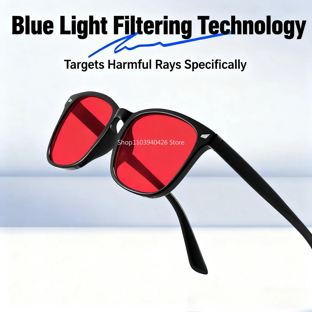 Óculos com Lentes Vermelhas para Bloqueio de Luz Azul
