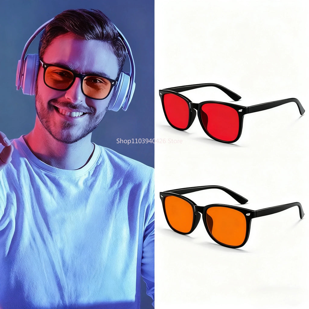 Óculos com Lentes Vermelhas para Bloqueio de Luz Azul