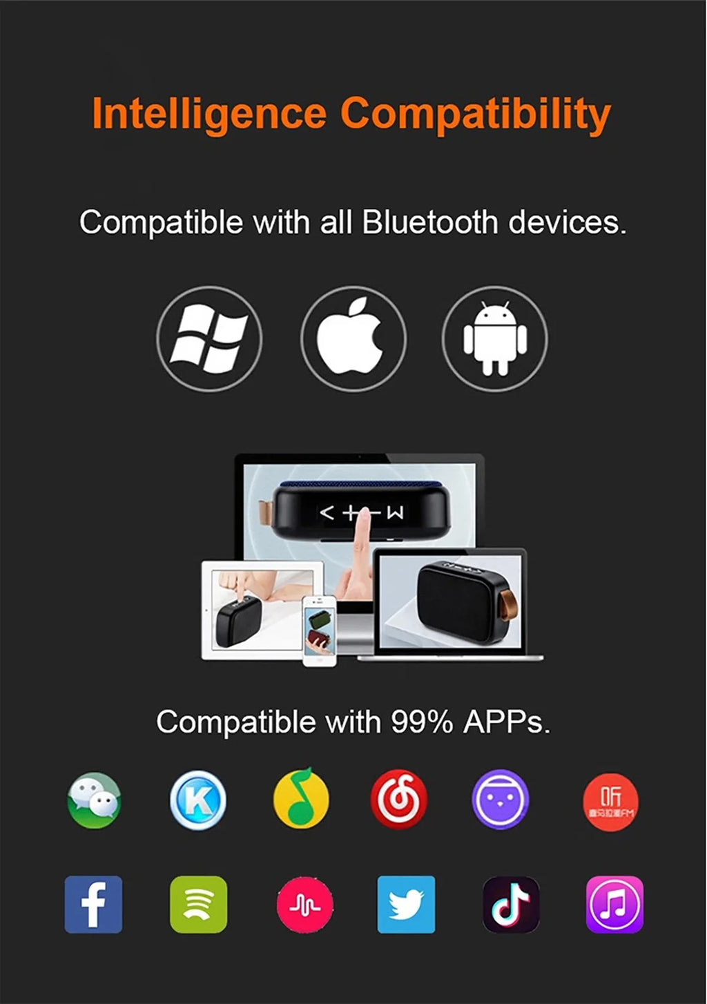 Caixa de Som Bluetooth Portátil 5.0 – Som de Qualidade para Todos os Momentos